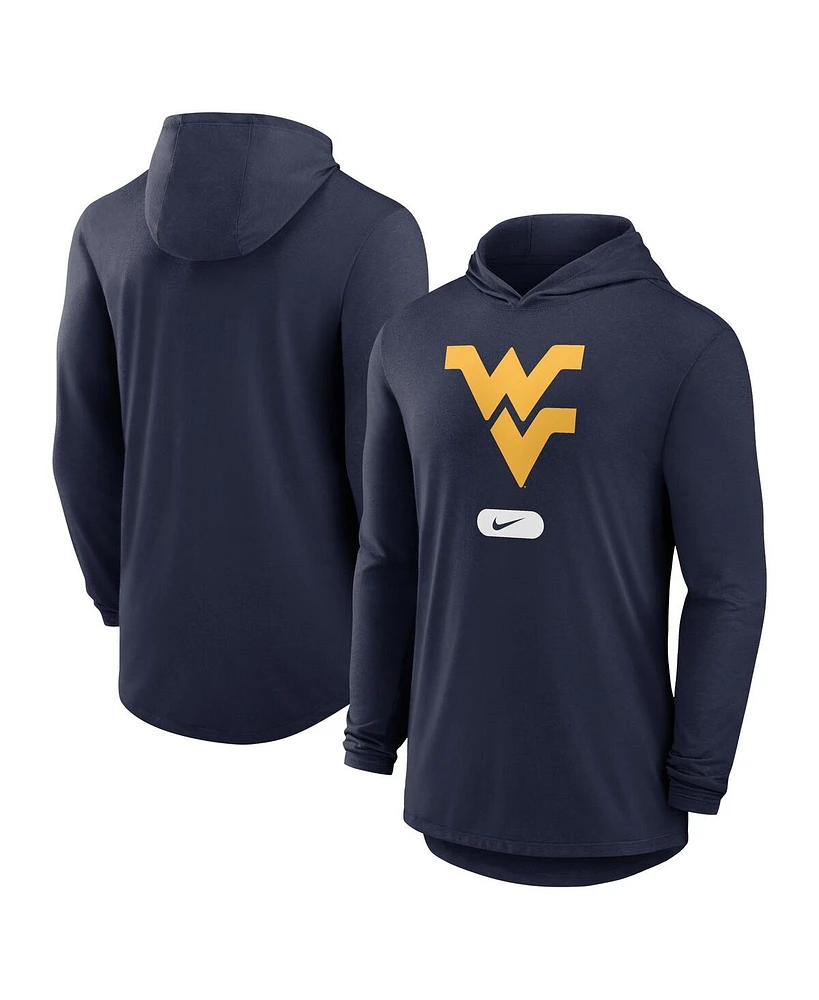 Nike Men's Navy West Virginia Mountaineers Lightweight Performance Long Sleeve Hoodie T-Shirt