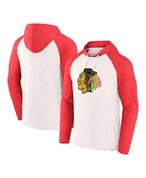 Fanatics Men's White Chicago Blackhawks Winger Raglan Pullover Hoodie