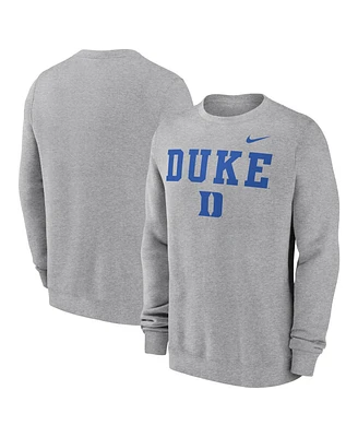 Nike Men's Heather Gray Duke Blue Devils Primetime Primary Stack Pullover Sweatshirt