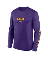 Nike Men's Purple Lsu Tigers Primetime Center Lockup Two-Hit Legend Long Sleeve T-Shirt