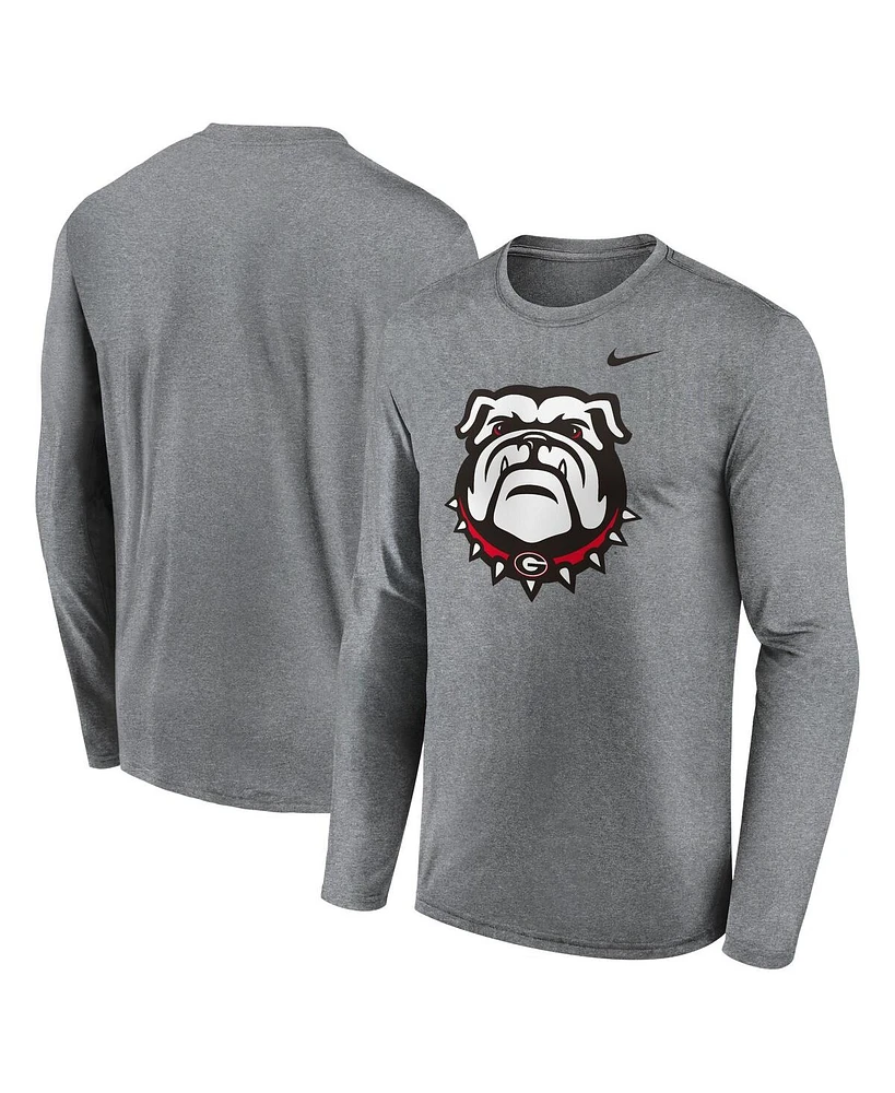 Nike Men's Heather Gray Georgia Bulldogs Primetime Alternate Logo Legend Long Sleeve T-Shirt