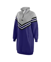 Wear by Erin Andrews Women's Purple/Heather Gray Baltimore Ravens Chevron Stripe Dress