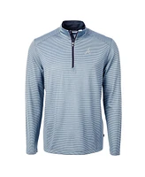 Cutter & Buck Men's Light Blue/Navy Atlanta Braves Virtue Pique Micro Stripe Quarter-Zip Pullover Top