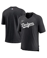 Nike Men's Black Los Angeles Dodgers Authentic Collection Pregame Raglan Performance V-Neck T-Shirt