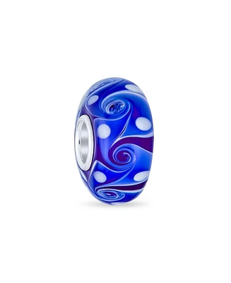 Bling Jewelry Murano Glass Charm Bead Green Red Blue Aqua Wave Swirl Spacer for Bracelet