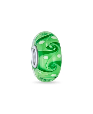 Bling Jewelry Murano Glass Charm Bead Green Red Blue Aqua Wave Swirl Spacer for Bracelet