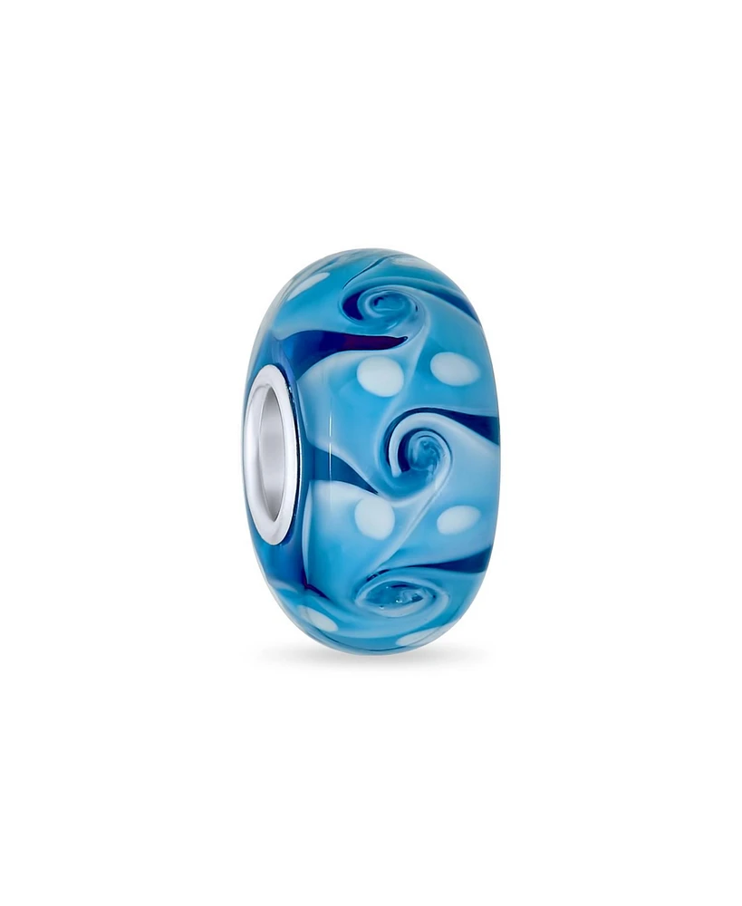 Bling Jewelry Murano Glass Charm Bead Green Red Blue Aqua Wave Swirl Spacer Bracelet