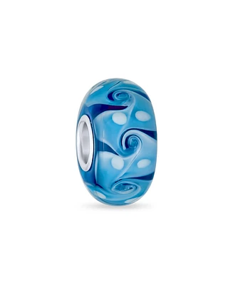Bling Jewelry Murano Glass Charm Bead Green Red Blue Aqua Wave Swirl Spacer Bracelet