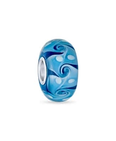 Bling Jewelry Murano Glass Charm Bead Green Red Blue Aqua Wave Swirl Spacer Bracelet