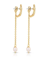 Ettika Linear Lux Cultivated Pearl Drop Earrings