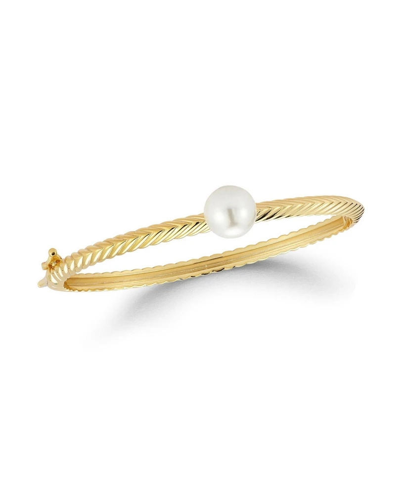 Rachel Zoe 14K Gold Plated Sterling Silver Pearl Chevron Bangle Bracelet