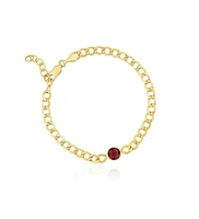 The Lovery Garnet Bezel Curb Bracelet 14K Gold