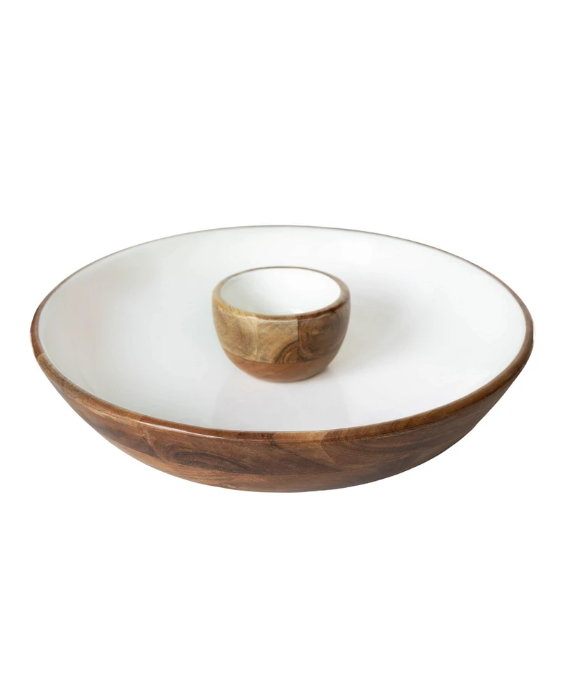 Jeanne Fitz Wood Plus Collection Chip and Dip Serving Bowl, Set of 2