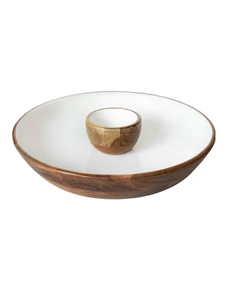 Jeanne Fitz Wood Plus Collection Chip and Dip Serving Bowl, Set of 2