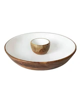 Jeanne Fitz Wood Plus Collection Chip and Dip Serving Bowl, Set of 2