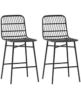 Homcom Rat Counter Height Bar Stools Set of 2 Barstools with Back,