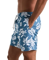 Original Penguin Men's Slim Fit Floral Print Drawstring 7" Swim Trunks