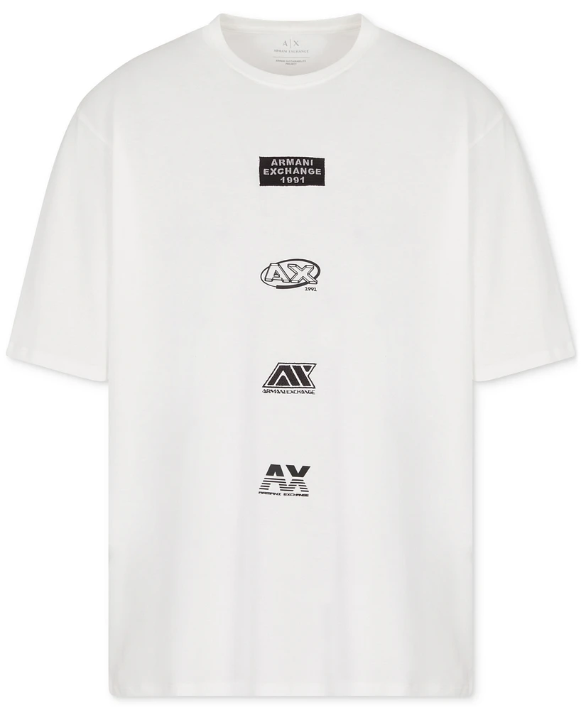 A|X Armani Exchange Men's Classic Fit Short Sleeve Stacked Logo Graphic T-Shirt