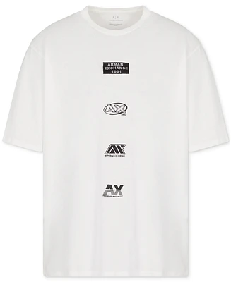 A|X Armani Exchange Men's Classic Fit Short Sleeve Stacked Logo Graphic T-Shirt
