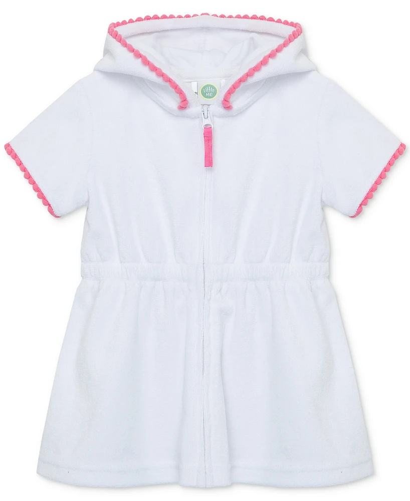 Little Me Baby Girls Pom Hooded Zip Swim Cover-Up