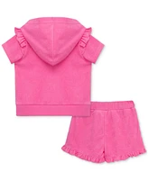Little Me Baby Girls 2-Pc. Ruffled Hoodie & Shorts Swim Cover-Up Set