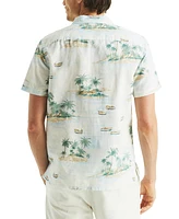 Nautica Men's Short Sleeve Button-Front Tropical Print Camp Shirt
