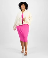 Bar Iii Trendy Plus Sleeveless Bodycon Midi Dress, Created for Macy's