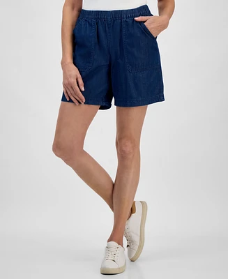 Style & Co Women's Chambray Mid Rise Pull-On Shorts, Exclusively at Macy's