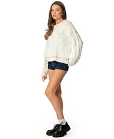 Edikted Womens Eleni Cable Knit Sweater