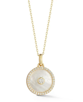 Rachel Zoe 14K Gold Plated Sterling Silver Mother of Pearl Medallion Necklace