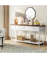Tribesigns 70.8" Console Table with 3 Drawers, Farmhouse Entryway Table with Storage Shelf, Narrow Long Sofa Foyer Table for Entryway, Hallway
