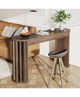 Tribesigns 59" Long Bar Table, Farmhouse Kitchen Counter Height Table with Sturdy Frame, Wooden Bar Height Pub Table for Dining Room, Living Room, Eas