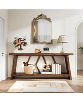 Tribesigns 70.86-Inch Long Sofa Table for Living Room, 2-Tier Narrow Console with Storage, Wood Foyer Entryway Couch Hallway, Entrance