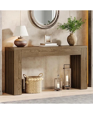 Tribesigns 59-Inch Long Wooden Console Sofa Table Behind The Couch with Vertical Slat Legs for Entrance, Hallway, Entryway, Living Room (Rustic Brown)