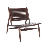 Soleil Leather Woven Accent Chair