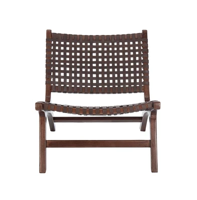 Luna Leather Woven Accent Chair