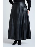 Eloquii Women's Plus Size Maxi Pleated Faux Leather Skirt