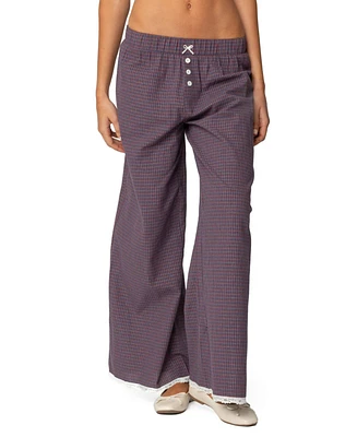 Edikted Womens Dakota Plaid Pants