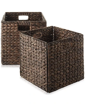 Casafield 13" x 13" Water Hyacinth Storage Baskets, Espresso