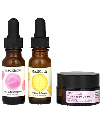 Mad Hippie Skin Brightening Kit, Daily Skincare Routine with Triple C Night Cream, Aha