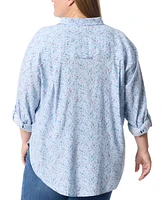 Gloria Vanderbilt Plus Size Amanda Cotton Oversized Floral Shirt