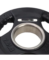 HolaHatha 2.5 Pound Olympic Rubber Coated Weight Plate w/Tri Grip Handle, Black