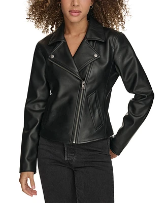 Levi's Women's Faux-Leather Asymmetric-Zip Moto Jacket