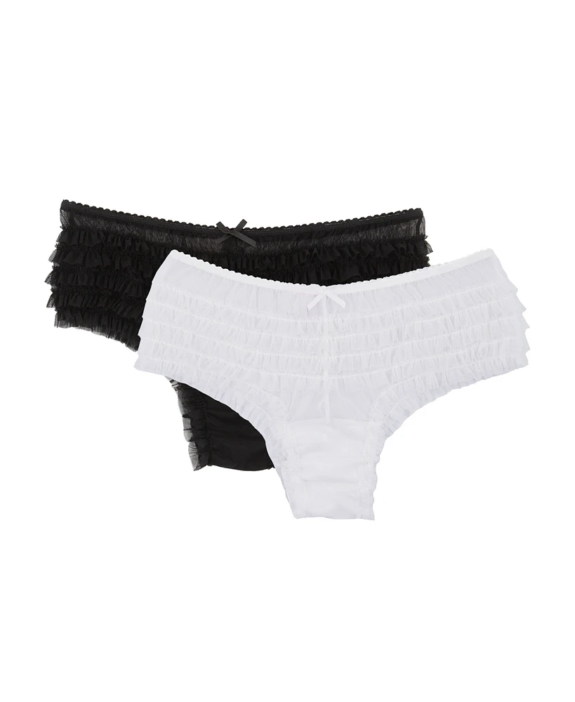 Jezebel Women's Veil 2 Pack Mesh Ruffle Cheeky Panty