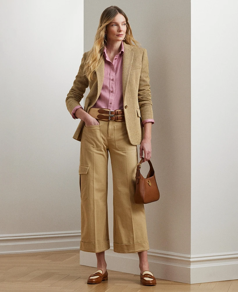 Lauren Ralph Lauren Women's Pleated Cotton Twill Wide-Leg Cargo Pants, Regular & Petite