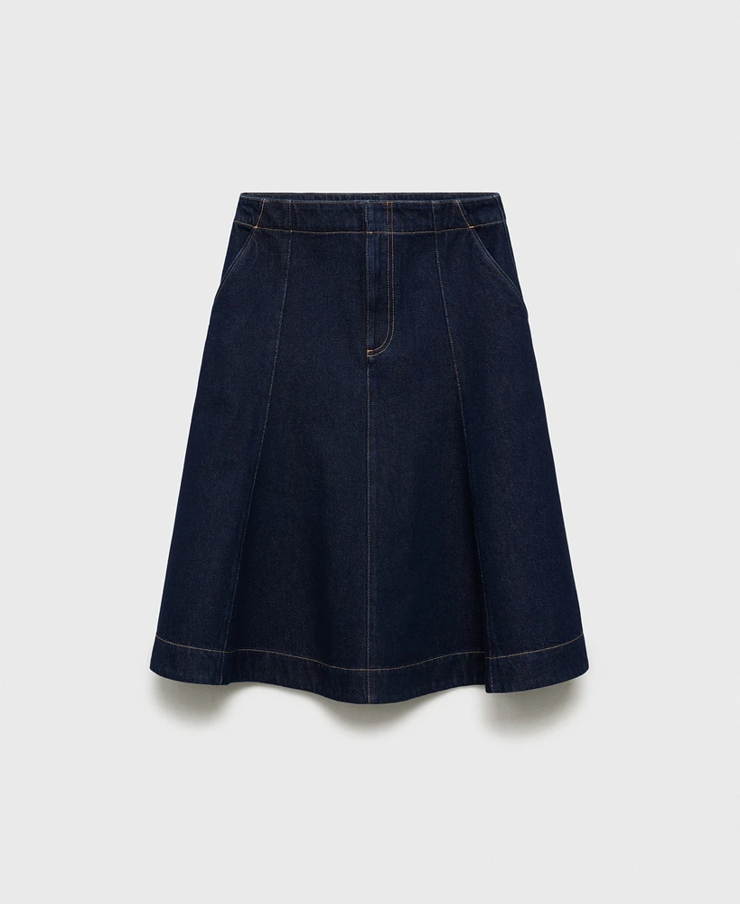 Mango Women's Flared Denim Skirt