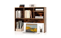 Computer Desktop Bookcase with 4 Cubbies and Open Back Compartment