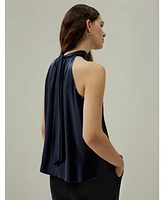 Minimalistic Allure Silk Halter Top for Women