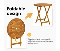 Folding Patio Table 27.6" Solid Acacia Wood