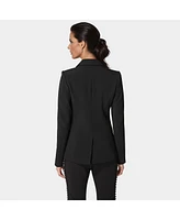 Bebe Women's Rhinestone Detail Woven Twill Blazer